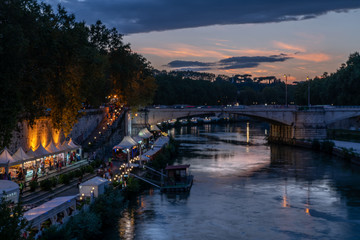 Fototapeta na wymiar Rome city at night, Italy Vatican and Tiber river