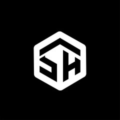 SH Initial letter hexagonal logo vector