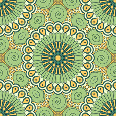 Hand drawn ornamental seamless pattern. Vector Illustration