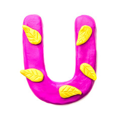 Autumn plasticine letter U of the English alphabet