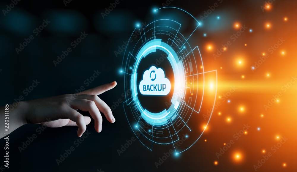 Sticker backup storage data internet technology business concept
