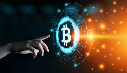 Bitcoin Cryptocurrency Digital Bit Coin BTC Currency Technology Business Internet Concept