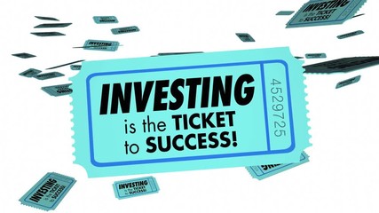 Investing Ticket Success Stock Market Investment 3d Animation