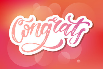 Congrats lettering Calligraphy Brush Text Holiday Vector Sticker