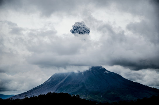 Erupting Volcano at Mt. Sinabung, Sumatra, Indonesia