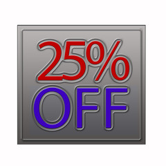 25% Off Discount Offer 3d illustration