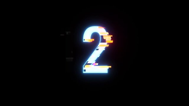 colorful futuristic laser glitch interference countdown numbers from 5 to 1 new dynamic holiday joyful techno video footage