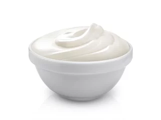 Fotobehang Sour cream isolated on white background © xamtiw