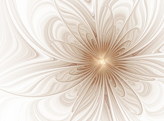 Beige Blume des abstrakten Fraktals auf einem weißen Hintergrund © svetlanass13