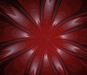 Abstract fractal red flower on a black background