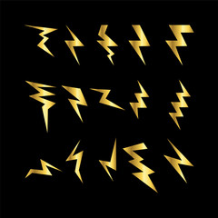 set of simple lightning electric doodle vector template