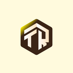 TR Initial letter hexagonal logo vector