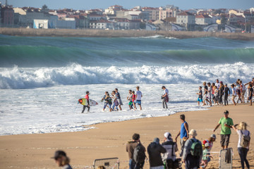 Peniche, Portugal - Oct 25th 2017 - Gabriel Medina leaving the water in World Surf League's 2017...
