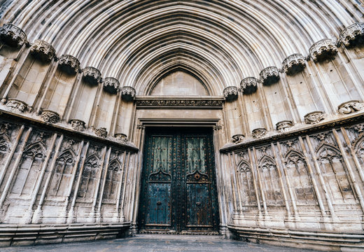 South Door, Cathedral of Saint Mary of Girona, Girona, Catalonia, Spain.