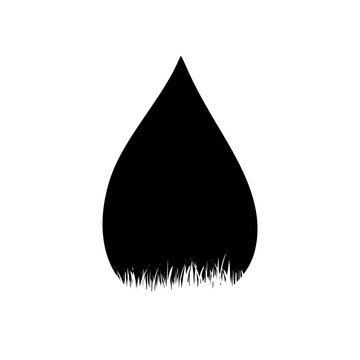 Vector silhouette of the grass in the drop on white background.