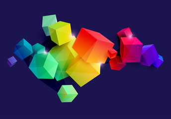 Abstract colorful composition with 3d cubes