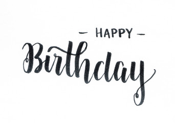 "Happy Birthday" hand lettering in stylish black color for someone special