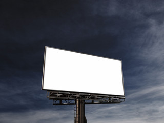 3D rendering of blank billboard light box (empty advertisement) with clouds. Empty mockup template