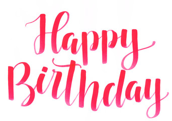 "Happy Birthday" hand lettering in vivid red color for someone special