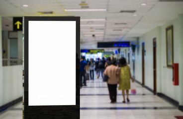 Blank billboard posters in the airport,Empty advertising billboard at aerodrome.