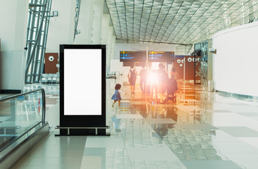 Fototapeta na wymiar Blank billboard posters in the airport,Empty advertising billboard at aerodrome.