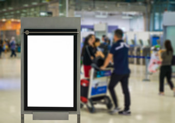 Blank billboard posters in the airport,Empty advertising billboard at aerodrome.