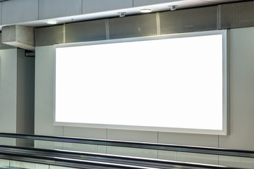 Blank billboard posters in the airport,Empty advertising billboard at aerodrome.