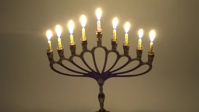 Juwish Hanukkiya in motion - judaica simbol for Hanukkah