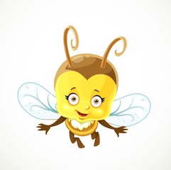 Cute baby Bee flies isolated on a white background