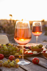 Food Table Healthy Delicious and wine. Meal Concept