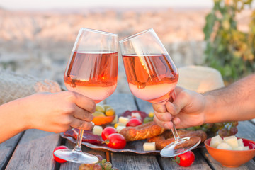 Food Table Healthy Delicious and wine. Meal Concept