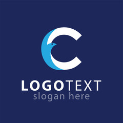 Fototapeta premium C letter with bird logo icon vector template