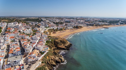 Fototapeta na wymiar Aerial view of city of Albufeira, beach pescadores, in the south of Portugal.