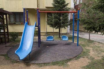  Swing and slides in the park for children