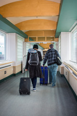 A young couple at the airport