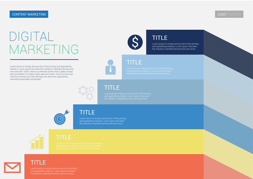 Digital marketing infographic side template. A5 scale size.