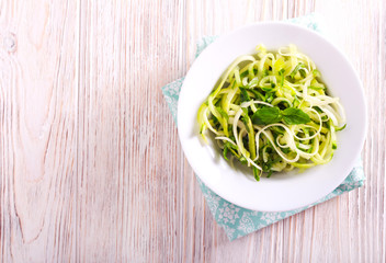 Fresh zucchini and cucumber salad