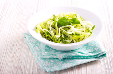Fresh zucchini and cucumber salad