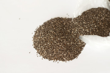 isolated photo of chia seeds. white background