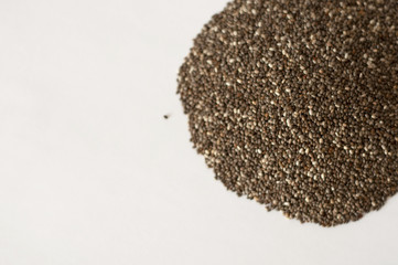 isolated photo of chia seeds. white background