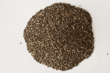 isolated photo of chia seeds. white background
