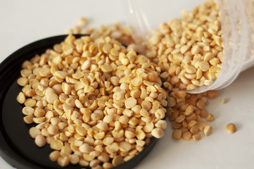 isolated photo of dry yellow peas. white background