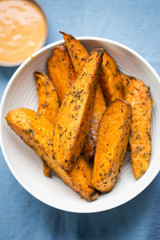 Sweet potato wedges with chipotle chilli mayo