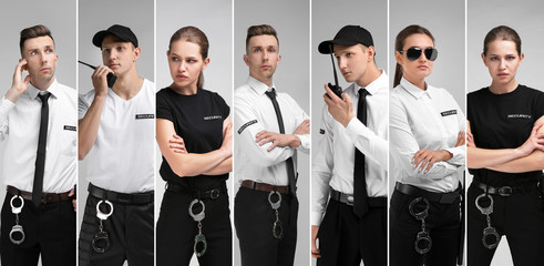  Set with security guards on light background