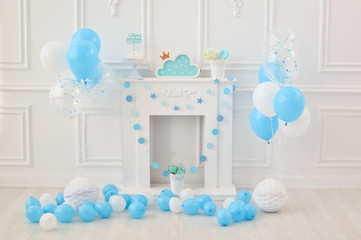 Birthday decorations ideas. First birthday. children birthday. A lot of balloons. 