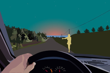 the unfamiliar girl on the night road