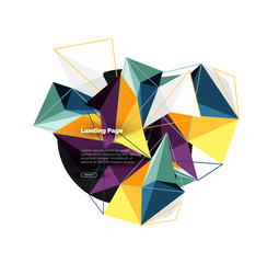 Fototapeta premium Vector 3d triangle abstract background, polygonal geometric design