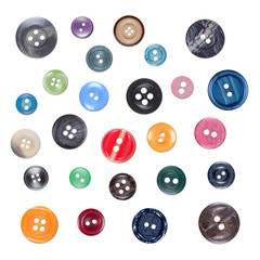 Set of Various Sewing Colourful Plastic Buttons, Isolated on White Background with Shades. Part2 - 220540192