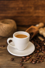 coffee espresso isolated on wooden table
