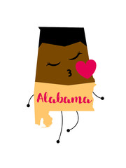 Alabama. Map and man vector illustration. Design print for t-shirt